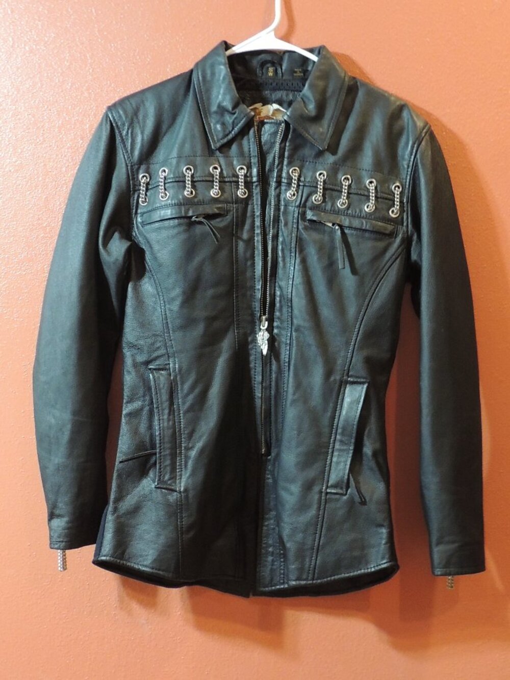 Harley Davidson Riding Jacket Woman Small Full Zip Pockets Leather Jacket